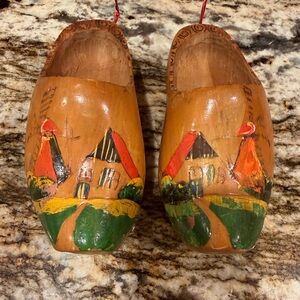 Hand-Painted Wooden Clogs with Scenic Design